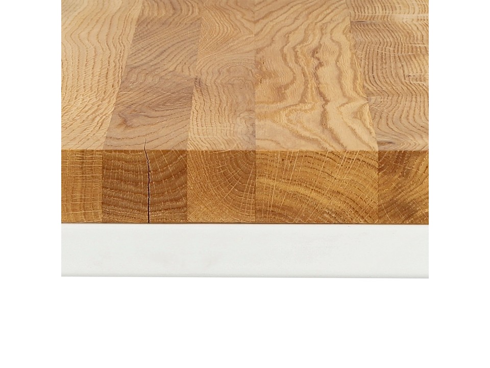 Stolik Graphi 100x100 biały profil 30mm blat olejowany dąb szczotkowany - Maduu Studio